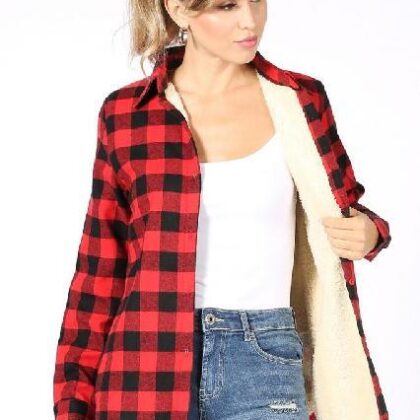 CHAQUETA CUADROS ROJO/NEGRO FORRO