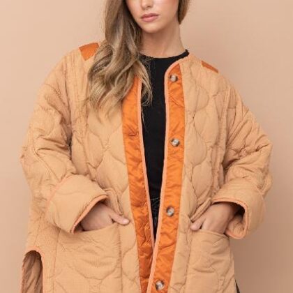 CHAQUETA NARANJA CORTE COSTADOS EN U OVERSIZE L