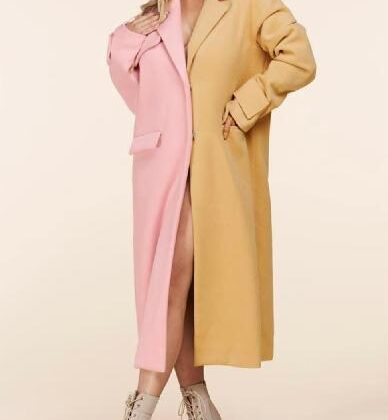 ABRIGO BICOLOR ROSA CAMEL
