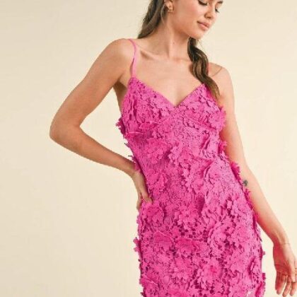 VESTIDO ENCAJE, CORTO DE TIRANTE