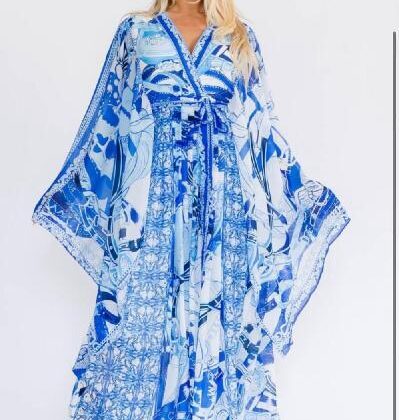 VESTIDO AZUL MULTI ESTAMPADO MNG MARIPOSA