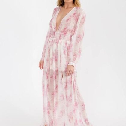 VESTIDO CREMA FLORAL ROSA ´BALANCE´