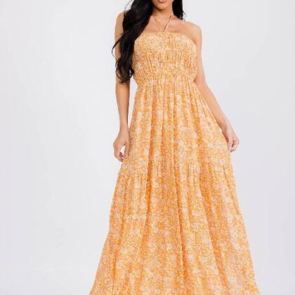 VESTIDO FLOREADO, HALTER ´PROMESA´