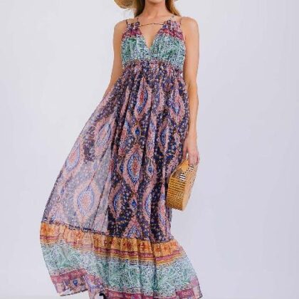 VESTIDO ROJO PAISLEY MULTICOLOR ´INA´