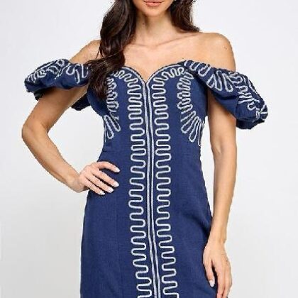 VESTIDO MARINO ONDAS EN BLANCO ´MILK & HONEY´ L
