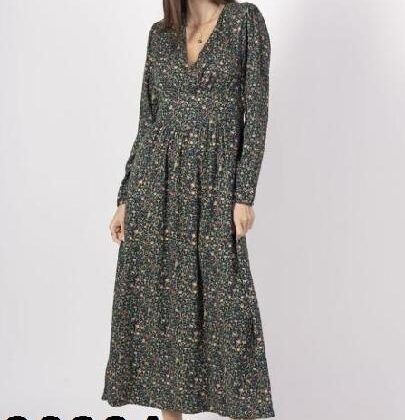 VESTIDO FLORAL MOSTAZA ´COLOR BLOCK´