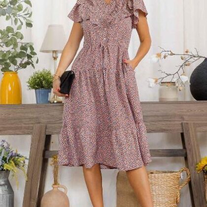 VESTIDO FLORES AZULES MANCHAS NEGRAS