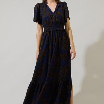 VESTIDO MARINO FLORAL NARANJA ´SUGARLIPS´