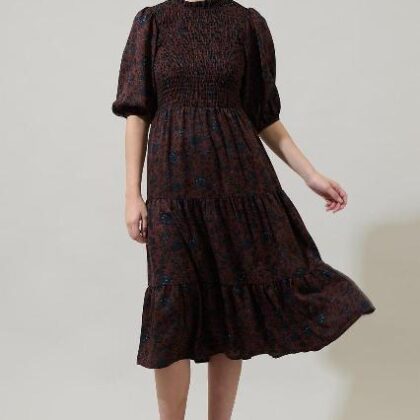 VESTIDO FLORAL MARINO MNG 3/4 ´SUGARLIPS´