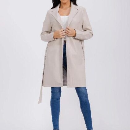 GABARDINA CREMA LAZO CINTURA