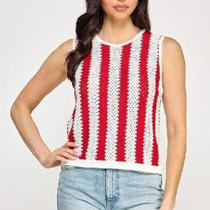 BLUSA ROJA RAYADA, BORDADA SIN MNG