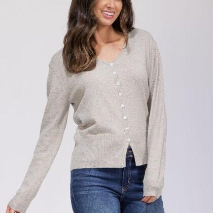 SUETER GRIS PUNTOS DE COLORES, ABOTONADO