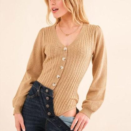 PANTIBLUSA BEIGE ABOTONADA, MNG LARGA M/