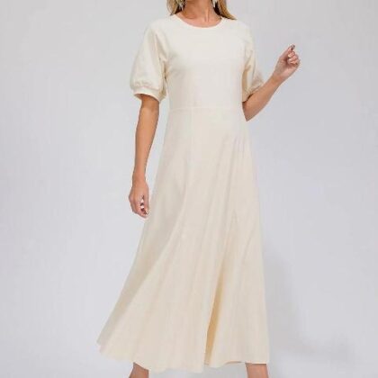 VESTIDO HUESO CUELLO REDONDO ´LEIA N CO´