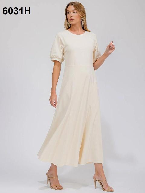 VESTIDO HUESO CUELLO REDONDO ´LEIA N CO´