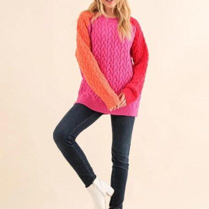 SUETER FUCHSIA TRICOLOR TEJIDO S/
