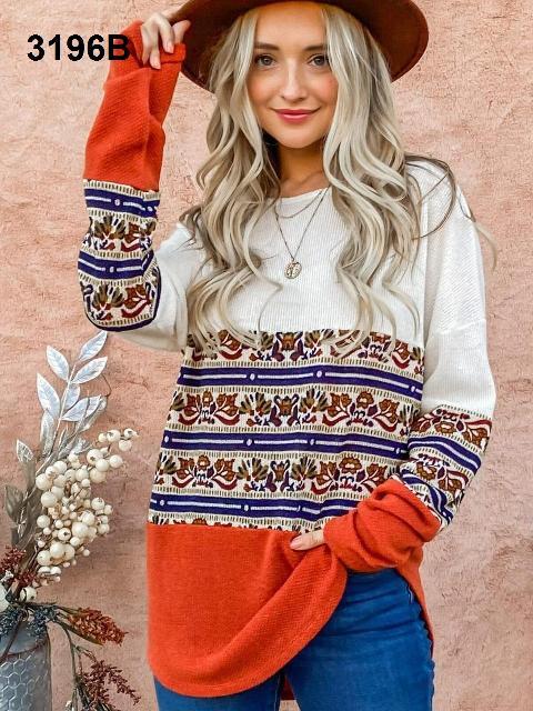 SUETER BICOLOR ESTAMPADO PAISLEY