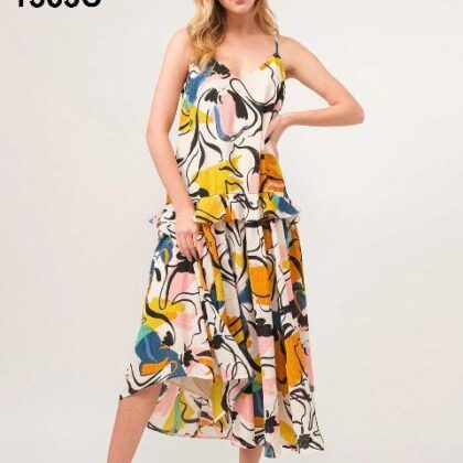 VESTIDO CREMA ESTAMPADO MULTICOLOR