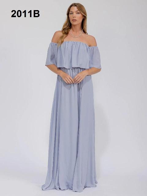 VESTIDO BABY BLUE A LOS HOMBROS, GALA