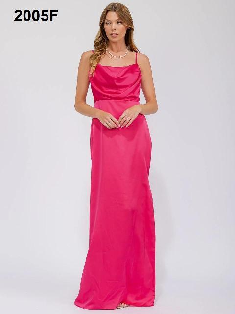 VESTIDO FUCSIA SATINADO, PECHO COLUMPIO ´R.S.V.P´