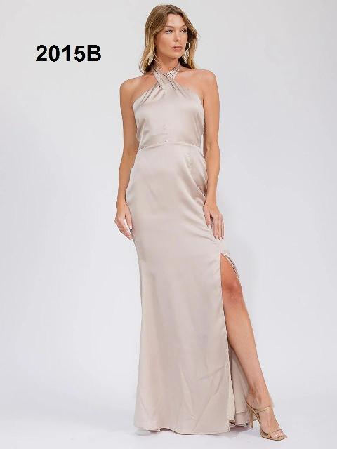 VESTIDO SATINADO, HALTER DE GALA ´R.S.V.P´