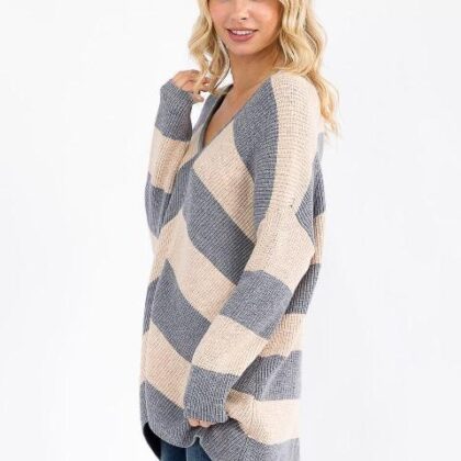 SUETER BEIGE RAYAS GRISES HOLGADO ´MIRACLE´ S/
