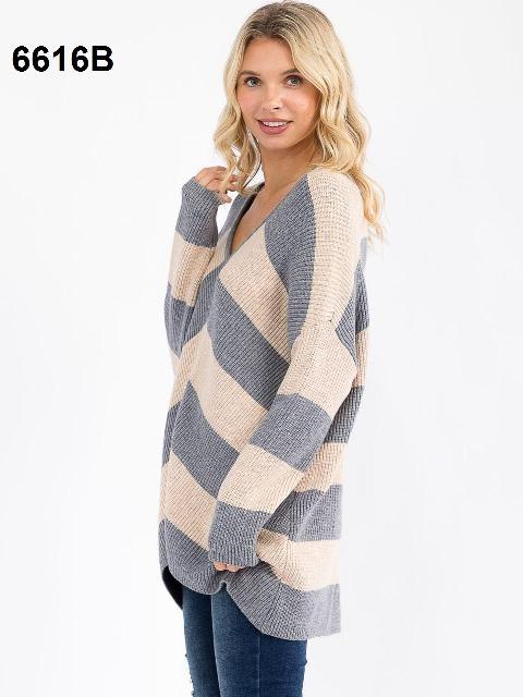 SUETER BEIGE RAYAS GRISES HOLGADO ´MIRACLE´ S/