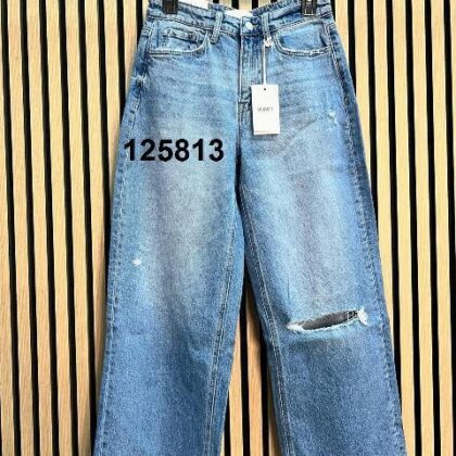 PANTALON AZUL TOBILLO DESGASTADO