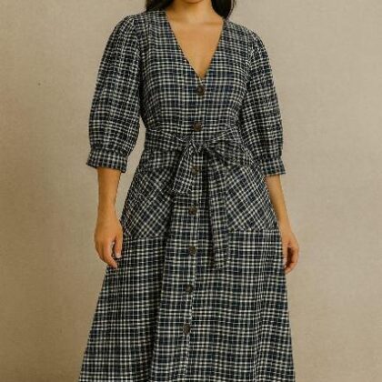 VESTIDO CUADROS AZUL ABOTONADO