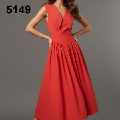 VESTIDO ROJO PECHO EN PICO