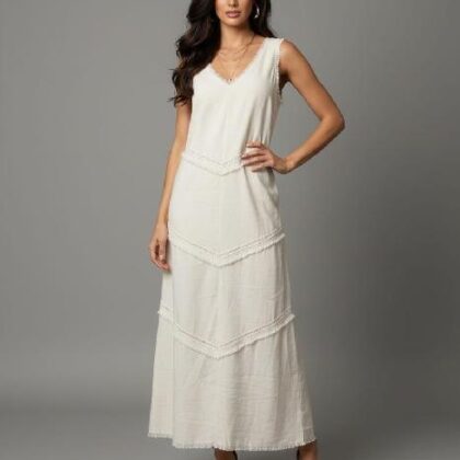 VESTIDO HUESO DE MANTA CON BORDADO