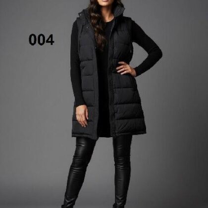 CHALECO NEGRO LARGO CON GORRO