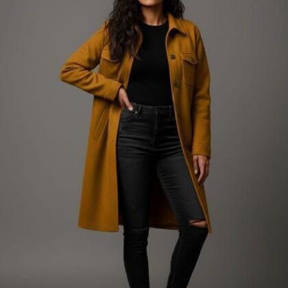 ABRIGO LARGO GAMUZA BOTONES