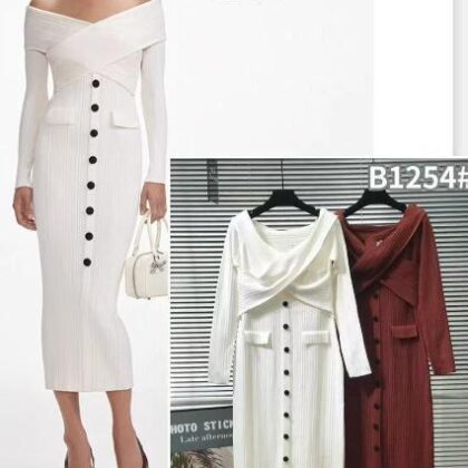 VESTIDO COBRE ABOTONADO PECHO CRUZADO