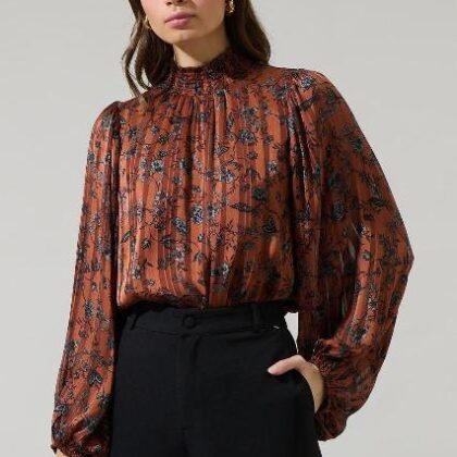 BLUSA COBRE FLORAL NEGRO
