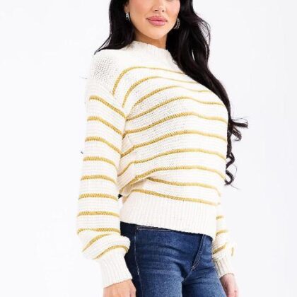 SUETER CREMA RAYAS MOSTAZA ABOTONADO