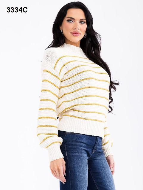 SUETER CREMA RAYAS MOSTAZA ABOTONADO