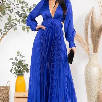 VESTIDO TABLEADO ESPALDA CRIZADA