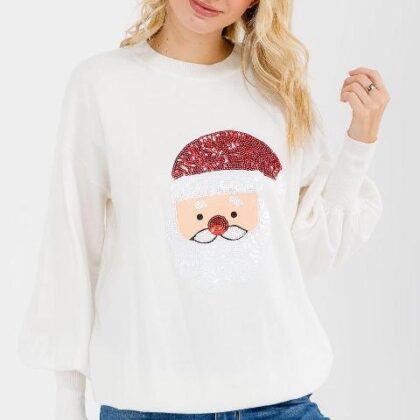 SUETER NAVIDEÑO, SANTA CLAUS DE LENTEJUELAS