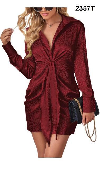 VESTIDO ANIMAL PRINT DE SATIN, NUDO PECHO