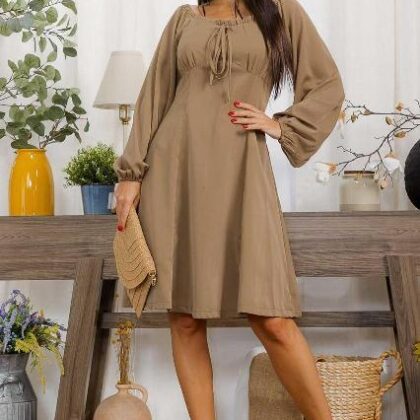 VESTIDO OLIVO HOLGADO, A LOS HOMBROS