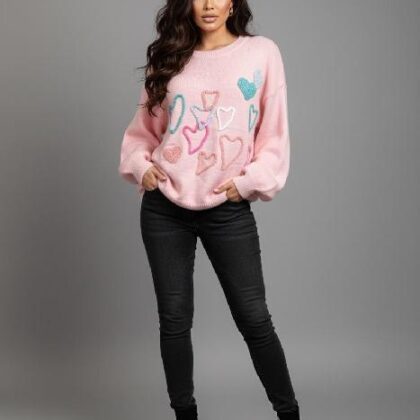 SUETER ROSA CORAZONES TEGIDOS, COLORIDOS S/