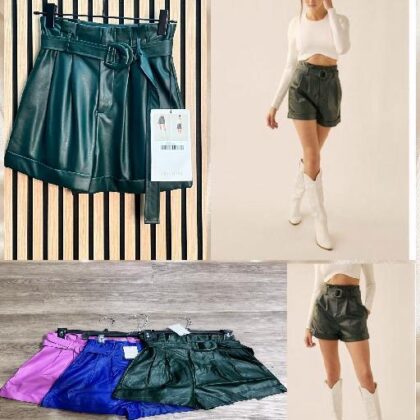 SHORT DE VINIPIEL CON CINTURON