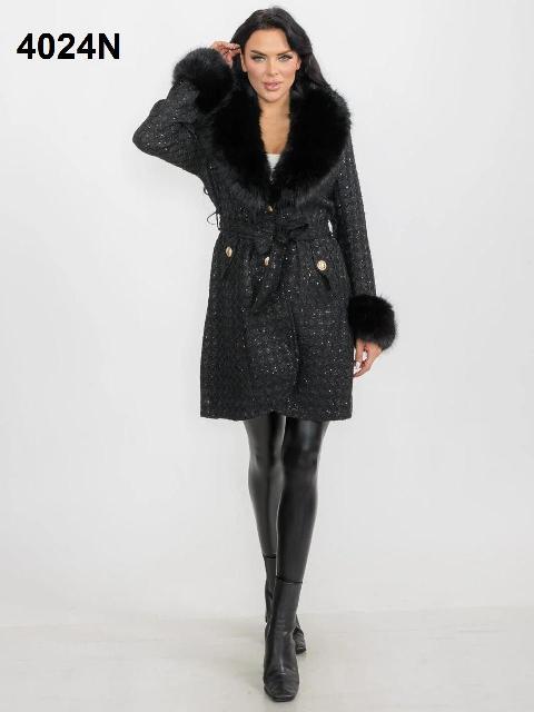 ABRIGO CON PELUCHE Y LENTEJUELAS