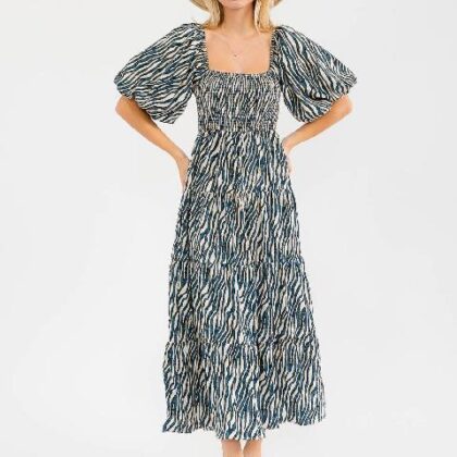 VESTIDO MARFIL/ESMERALDA ANIMAL PRINTE MNG GLOBO L