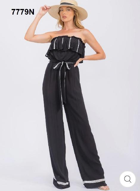 PALAZZO STRAPLE, ENCAJE BLANCO