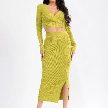 SET LIMON, FALDA ABOTONADA