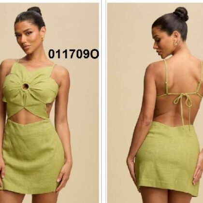 VESTIDO OLIVO BLUSA TIPO FLOR