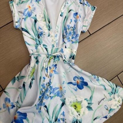 VESTIDO FLORAL MENTA, PECHO ´V´