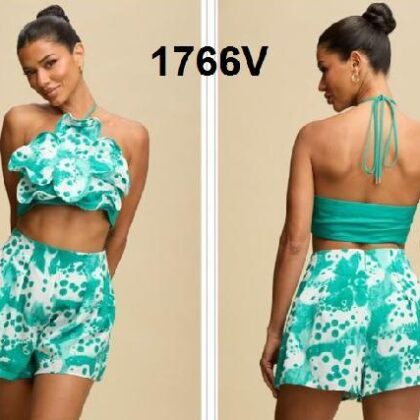 SET MANCHADO,BLUSA CON FLOR 3/D